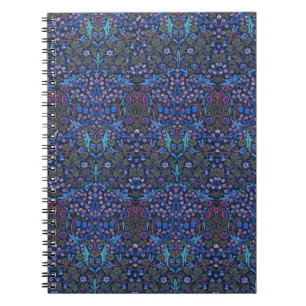 Carnet Note florale bleue de Nouveau d'art de William