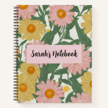 Note personnalisée préppy boho rose et jaune à mot