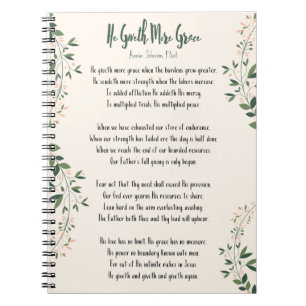 Carnet Notebook Annie Johnson Flint He Giveth More Grace