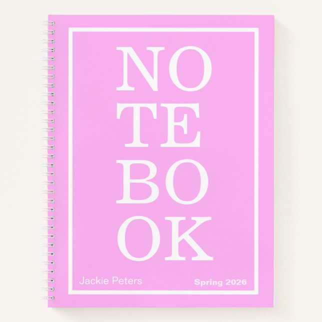 Carnet "NOTEBOOK" Moderne Grand Format Rose Bubble (Devant)