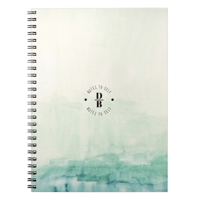 Carnet Notes bleues de monogramme d'Ombre d'aquarelle à (Devant)