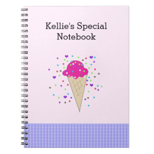 Carnet Notes de crème glacée aux confettis roses