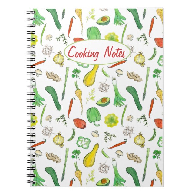 Carnet Notes de cuisine Dessin d'aquarelle de légumes fra (Devant)