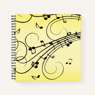 Carnet Notes de musique fantaisie jaune