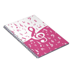 Carnet Notes de musique Treble Clef Wave en rose et blanc