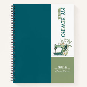 Carnet Notes de projet de couture Turquoises