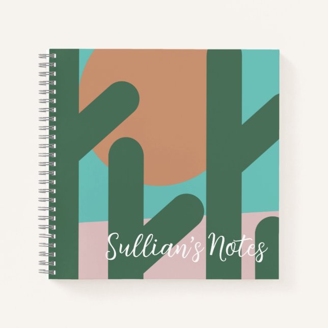 Carnet Notes de rappel de plante de cactus moderne (Devant)