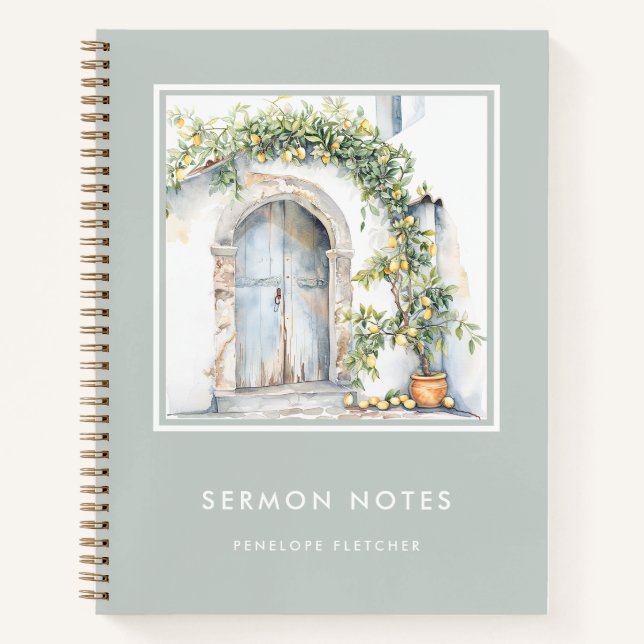 Carnet Notes de sermon Aquarelle Arbre citron (Devant)