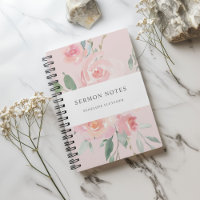 Notes de sermon Aquarelle Floral Blush Rose