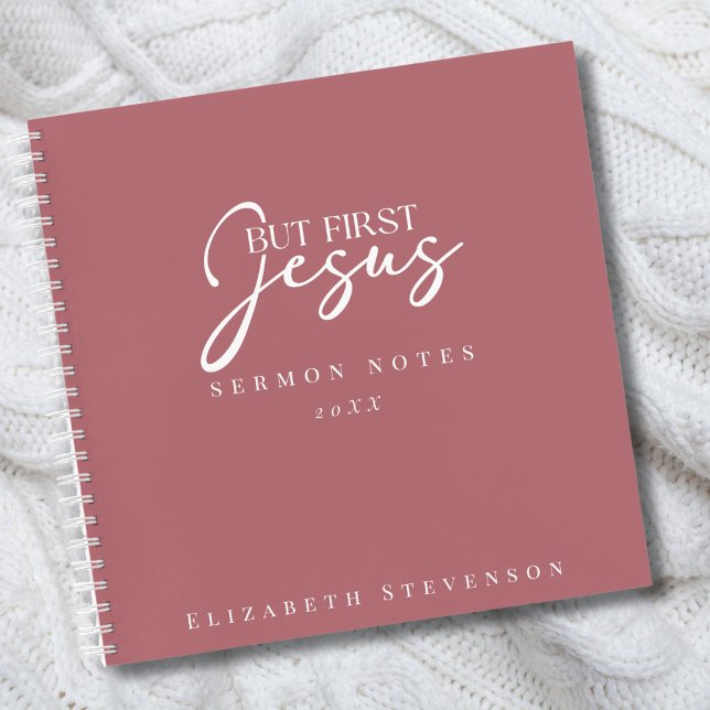 Carnet Notes de sermon rose Dusty moderne, mais premier J (Créateur téléchargé)