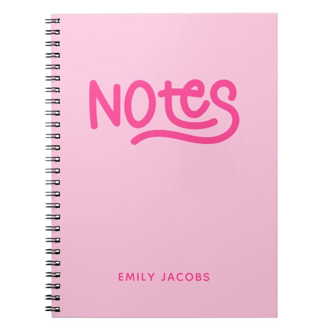 Carnet Notes de typographie à l'écriture manuscrite rose (Devant)