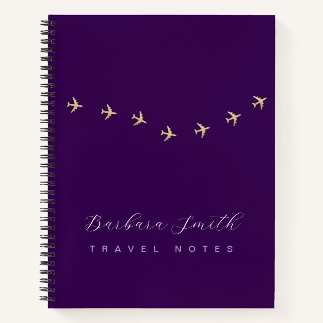 Carnet Notes de voyage Avions sur Purple (Devant)
