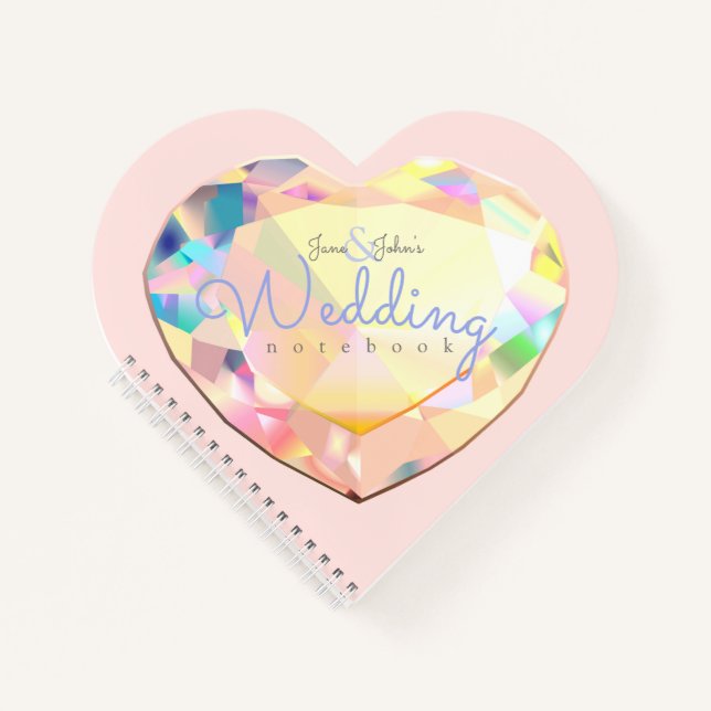 Carnet Notes du Mariage Diamond Heart Rose (Devant)