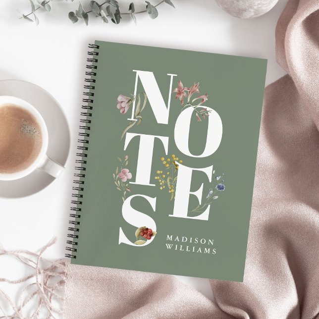 Carnet Notes florales Fleurs sauvages d'aquarelle personn (Personalize with any name. Makes a great gift idea!)