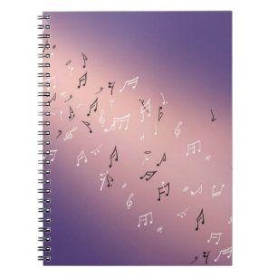 Carnet Notes musicales dans le lilas lunaire