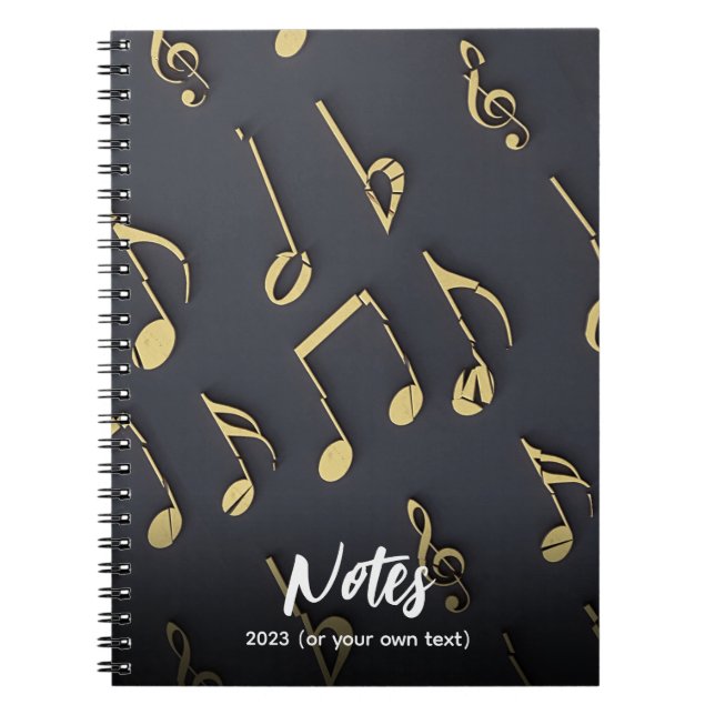 Carnet Notes musicales modernes Gold Black Music Lover Ab (Devant)
