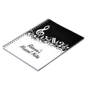 Carnet Notes musicales personnalisées blanches mélangées 