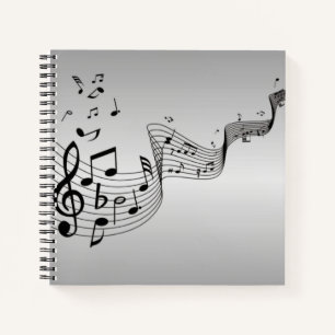 Carnet Notes musicales sur Argent