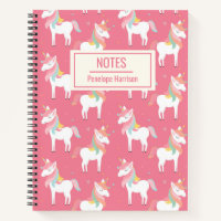 Notes Personnalisées Motif Licorne Rose Mignonne