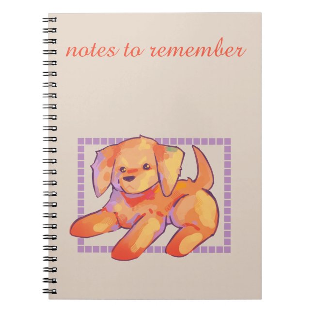 Carnet Notes to remember, golden retriever puppy (Devant)