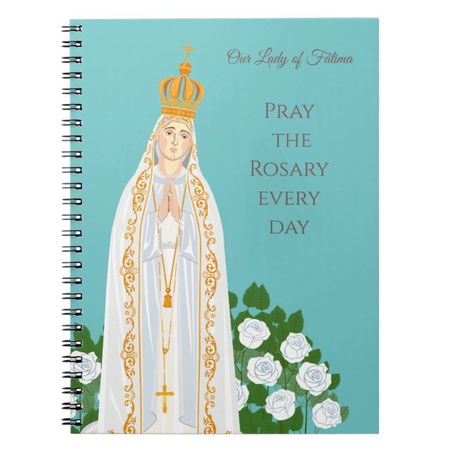 Carnet Notre-Dame de Fatima et roses blanches (Devant)