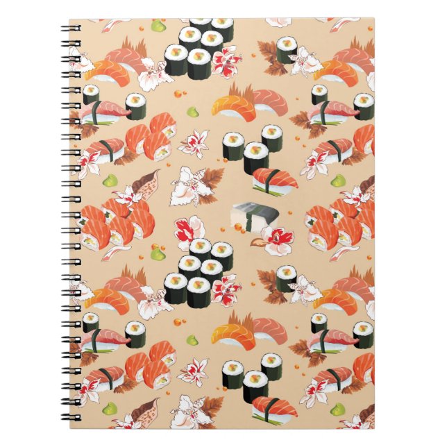Carnet Nourriture japonaise : Motif 3 de sushi (Devant)