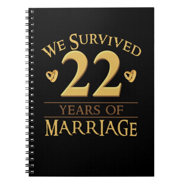 Carnet Nous Avons Survécu 22 Ans De Mariage Couple 22E An (Devant)