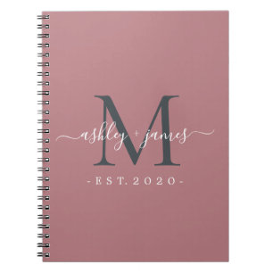 Carnet Nouveau marié M. Mme Monogram Noms Année Dusty Ros