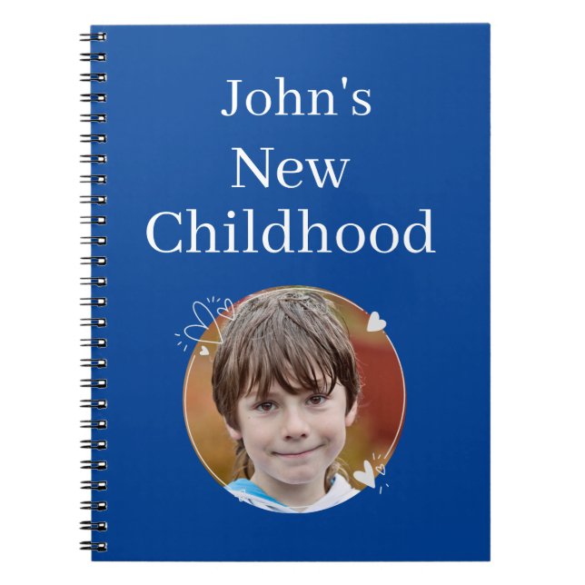 Carnet Nouveaux souvenirs d'enfance Bleu avec police ordi (Devant)