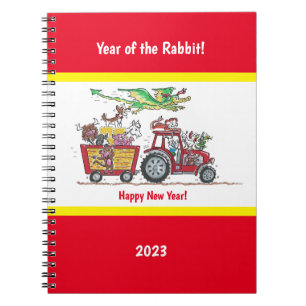Carnet Nouvel An chinois, année du tracteur rouge du lapi