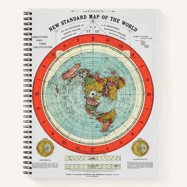 Carnet Nouvelle carte standard du monde Terre plate Terre (Devant)