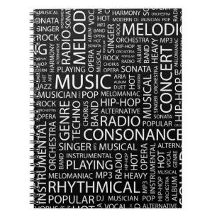 Carnet Nuage de mot de motif de MUSIQUE