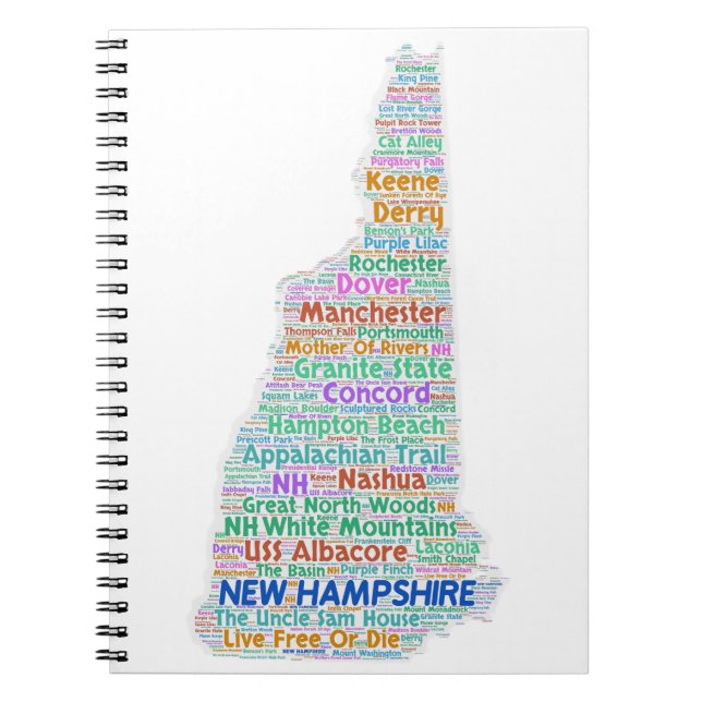 Carnet Nuage de mot du New Hampshire (Devant)