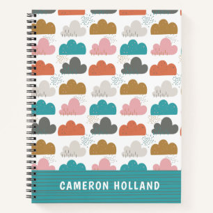 Carnet Nuages colorés mignons personnalisés turquoise ros