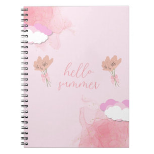 Carnet Nuages roses mignons et girly de fleurs