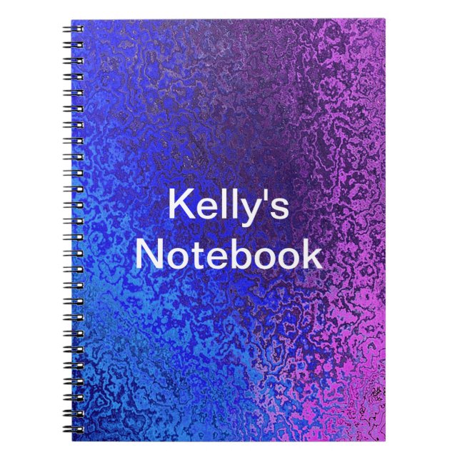 Carnet Nuances brillantes de bleu & violet Ajouter un nom (Devant)