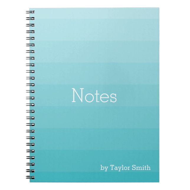 Carnet Nuances cyanes de bleu rayures horizontales jeunes (Devant)