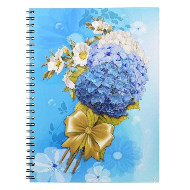 Carnet Nuances d'aquarelle bleue Hydrangeas (Devant)