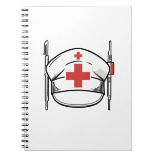 Carnet Nurse Cap with Red Cross and Medical Tools Design