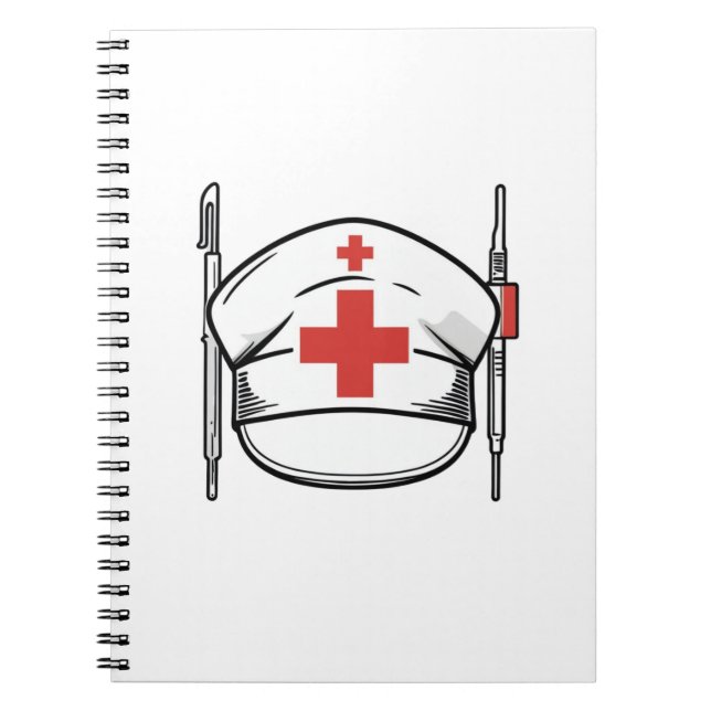 Carnet Nurse Cap with Red Cross and Medical Tools Design (Devant)