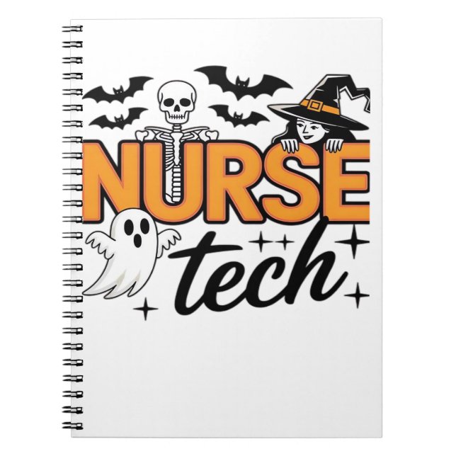Carnet Nurse Tech - Halloween - avec squelette, sorcière  (Devant)