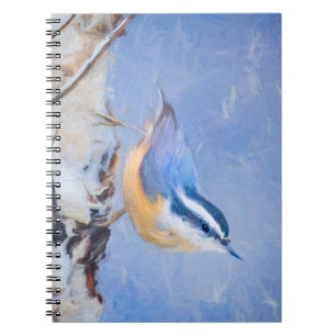 Carnet Nuthatch à poitrine rouge Peinture d'art original 