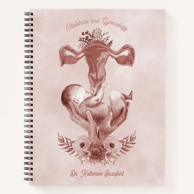 Carnet Ob/Gyn Midwoman Florale Enfance Cervix Ovaires (Devant)