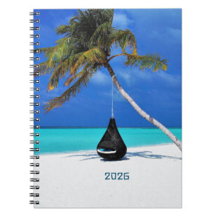 Carnet Objectifs 2026 Plage et Palmier Tableau Magnétique