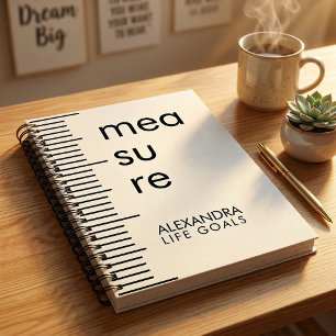 Carnet Objectifs de vie de mesure en noir et blanc modern