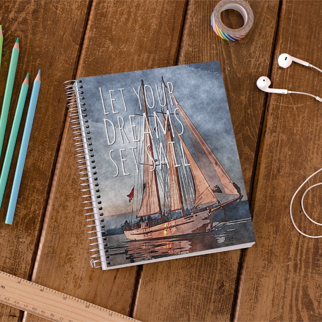 Carnet Ocean Sunset Dream Sail Citation inspirante (Créateur téléchargé)