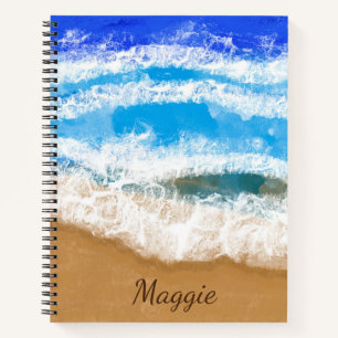 Carnet Ocean Waves Crashing on Sandy Beach Croquis