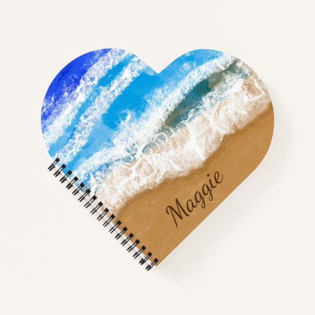 Carnet Ocean Waves Crashing on Sandy Beach Croquis Notebo (Devant)