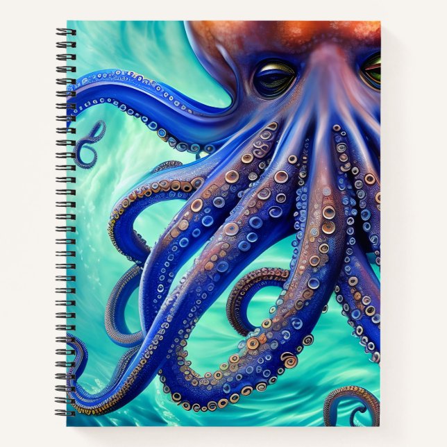 Carnet Octopus Dreamus Blue Ocean Wave Pop Art (Devant)