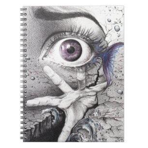 Carnet Oeil poisson et rêve main dessin surréaliste